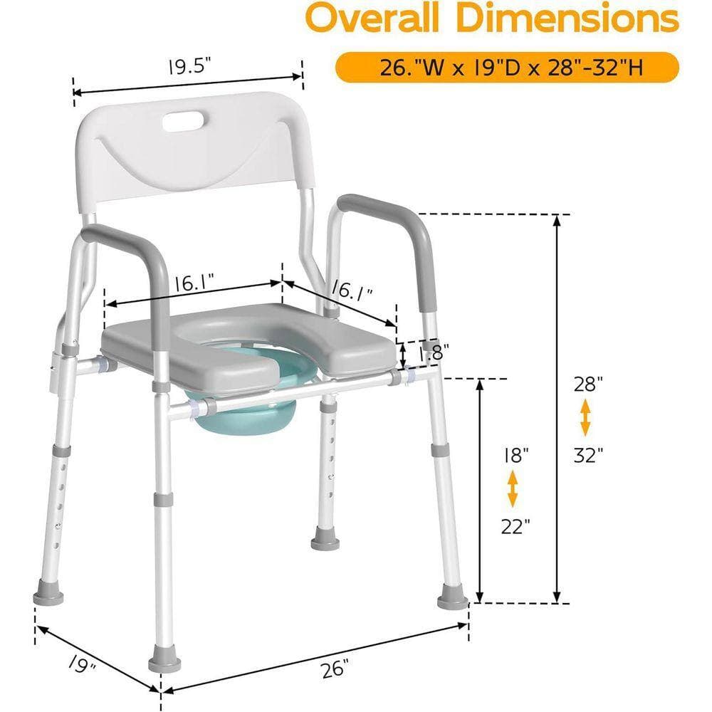 Lynzavix 17.5 in. x 20.5 in. Bedside Commode Chair with Arms Raised Toilet Seat for Adults, Seniors, Elderly in Gray (2)