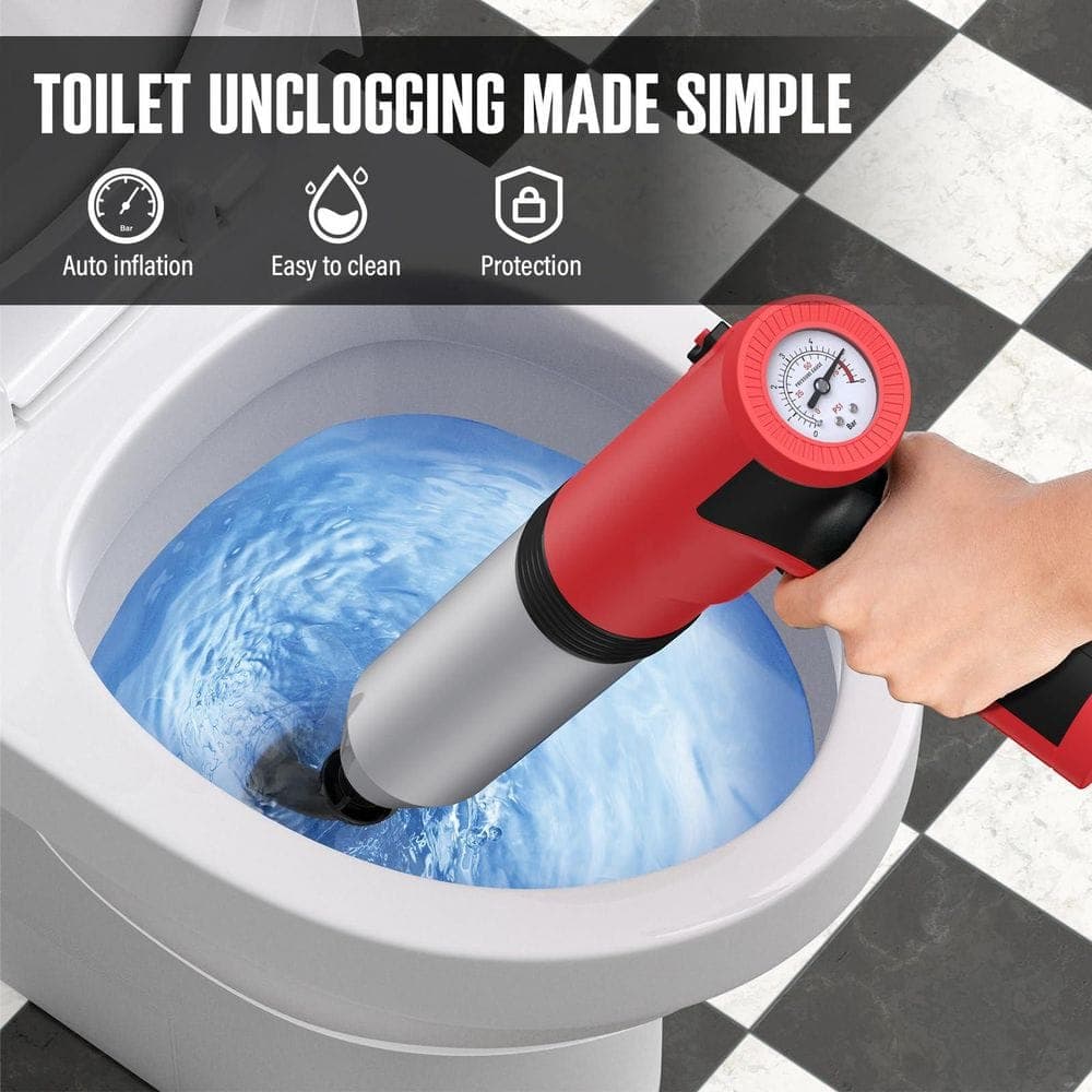 Helhom Electric Toilet Plunger, High Pressure Drain Unclogger, Heavy Duty Versatile Unclogging Tool for Bathroom, Floors (2)
