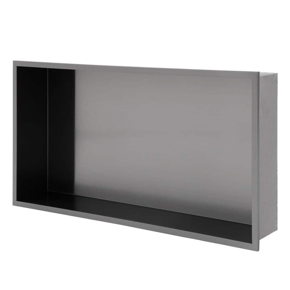 LIVIZA 25 in. W x 13 in. H x 4 in. D Stainless Steel Recessed Shower Niche Shelf Organizer in Gunmetal Black (1)