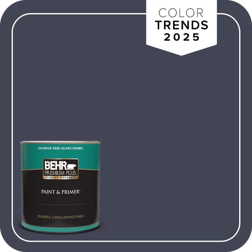 BEHR PREMIUM PLUS 1 qt. #PPU15-19 Black Sapphire Semi-Gloss Enamel Exterior Paint & Primer