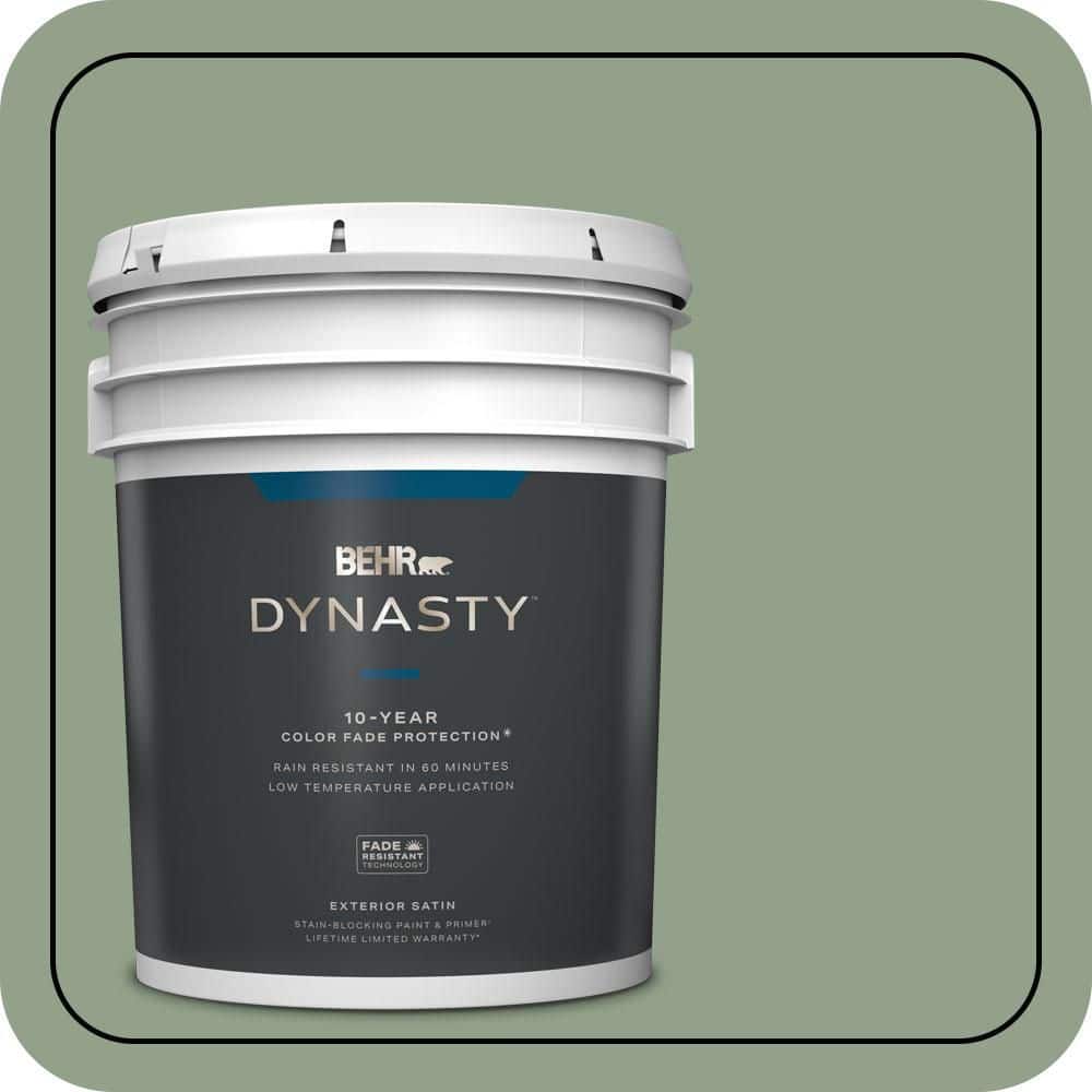 BEHR DYNASTY 5 gal. #440F-4 Athenian Green Satin Enamel Exterior Stain-Blocking Paint & Primer
