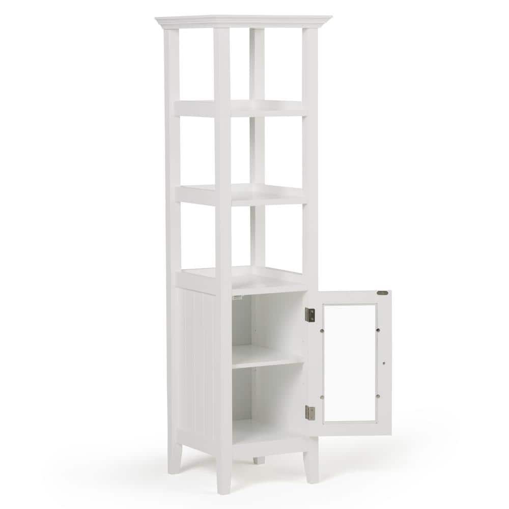 Simpli Home Acadian 56.1 in. H x 15.75 in. W Bath Storage Tower Bath Cabinet in Pure White (3)