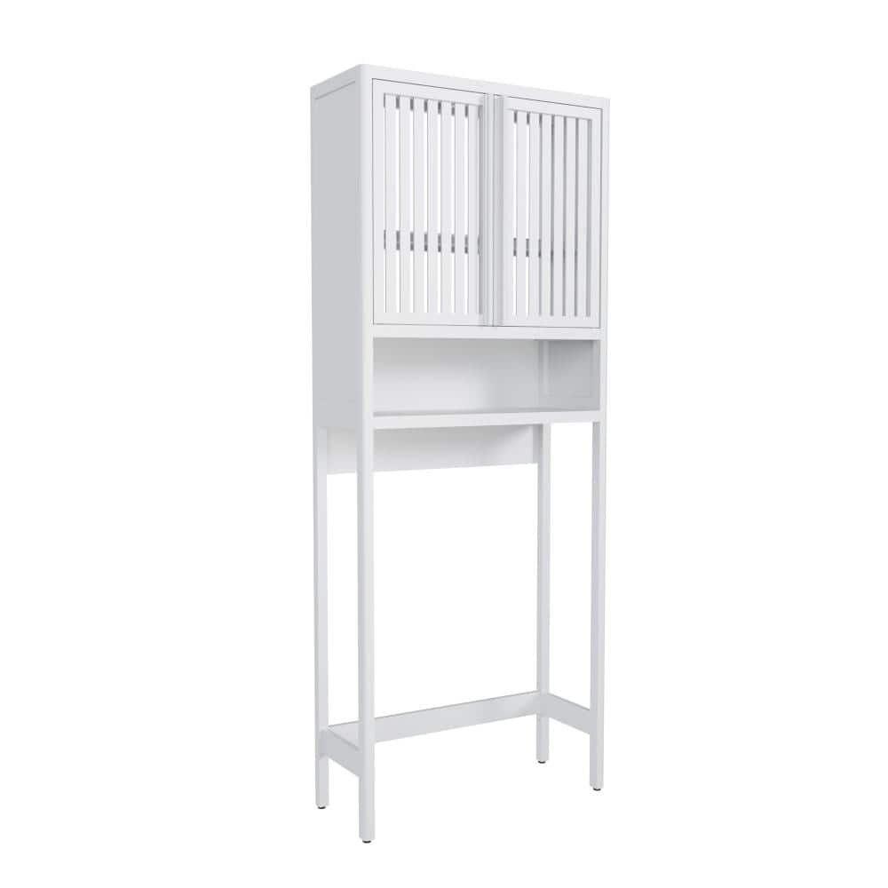 Miscool Avex 25.5 in. W x 10.2 in. D x 64.8 in. H White Bamboo Freestanding Toilet Bathroom Storage Cabinet (1)