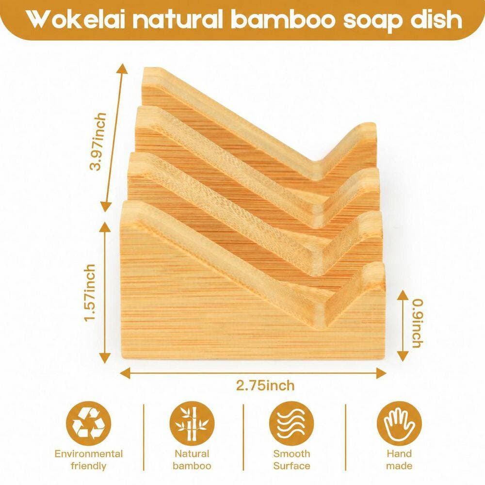 Unbranded 2 Pack Bamboo Self Draining Soap Dish Countertop Bar Soap Holder Tray for Shower Bathroom Kitchens (3)