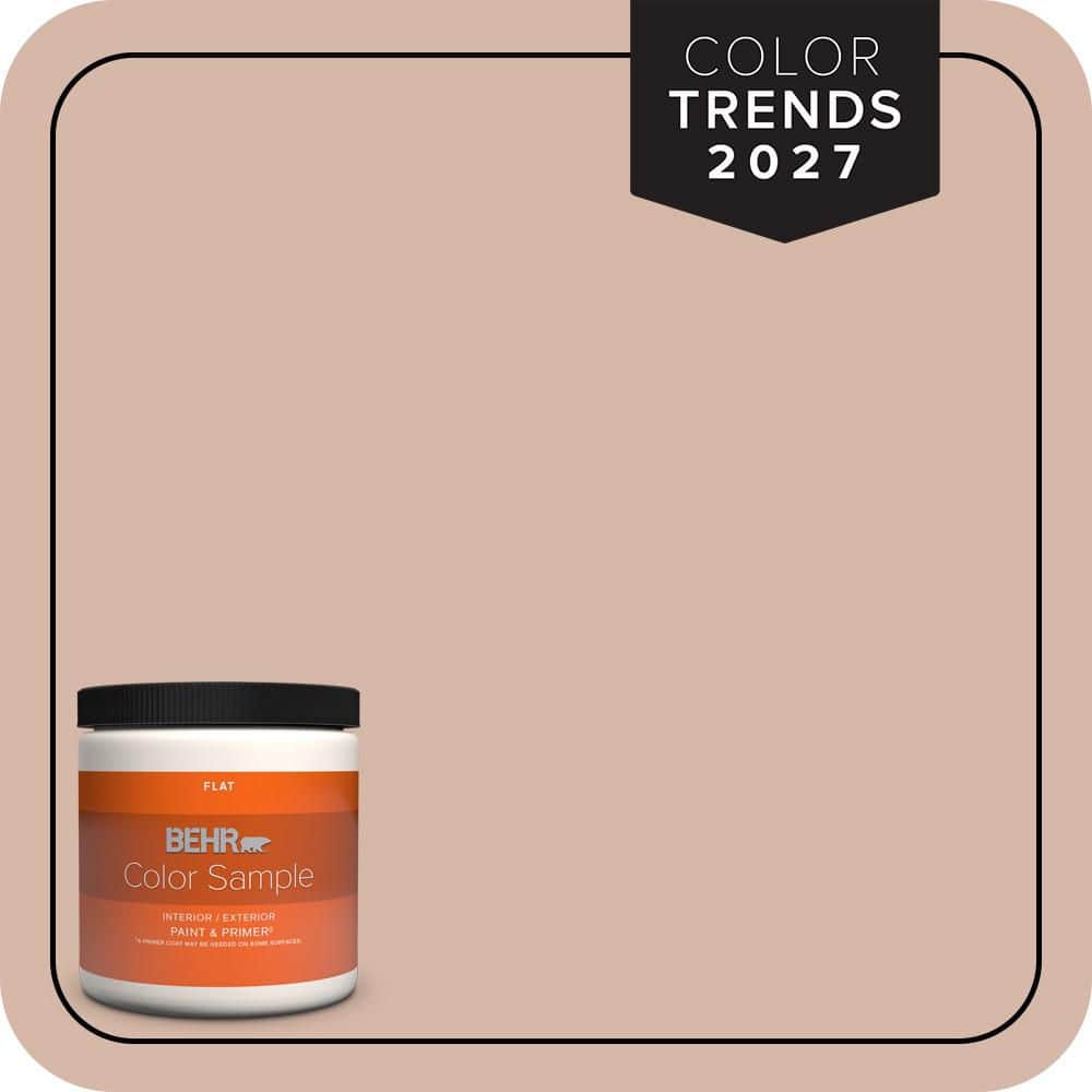 BEHR PREMIUM PLUS 8 oz. #S190-3 Sedona Pink Flat Interior/Exterior Paint & Primer Color Sample