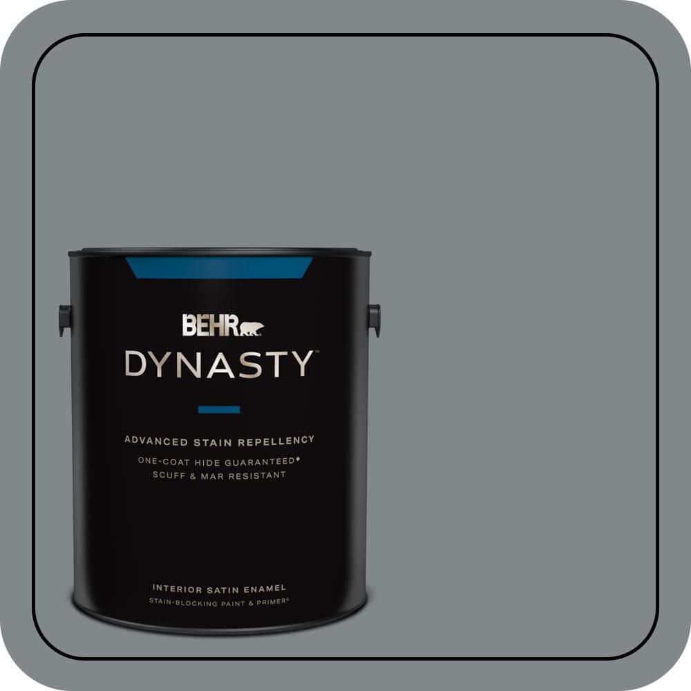 BEHR DYNASTY 1 gal. #N500-5 Magnetic Gray One-Coat Hide Satin Enamel Interior Stain-Blocking Paint & Primer