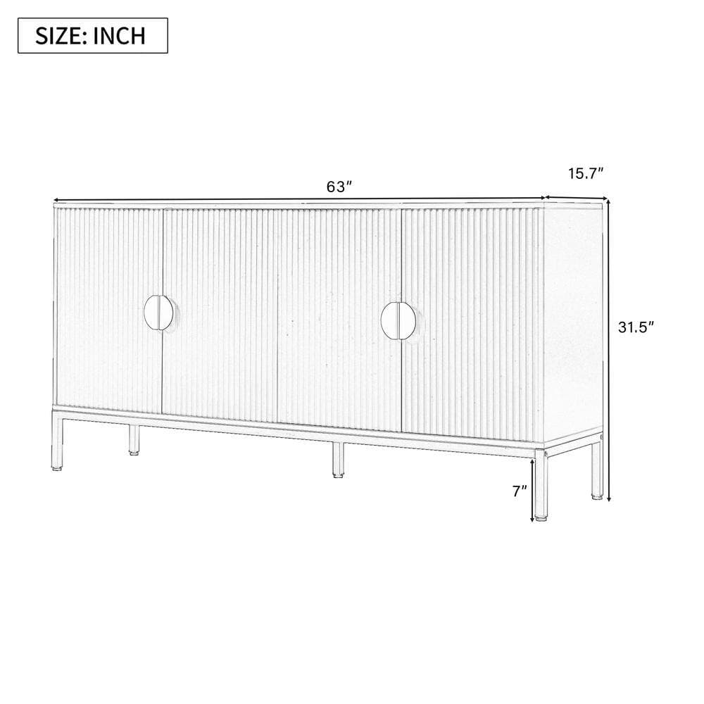 Unbranded 63 in. W x 15.7 in. D x 31.5 in. H Navy Blue Linen Cabinet with Sturdy Metal Legs and Semi-Circular Handles (3)