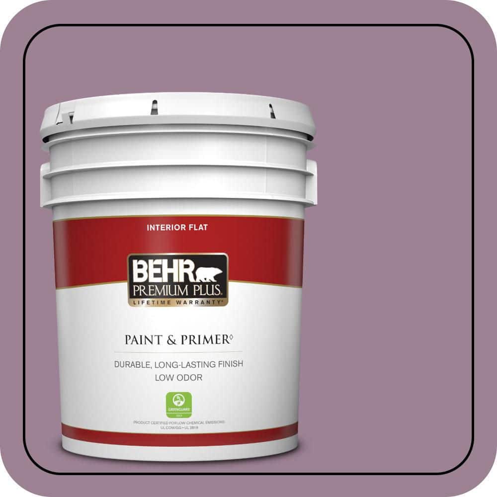 BEHR PREMIUM PLUS 5 gal. #S110-5 Garden Plum Flat Low Odor Interior Paint & Primer