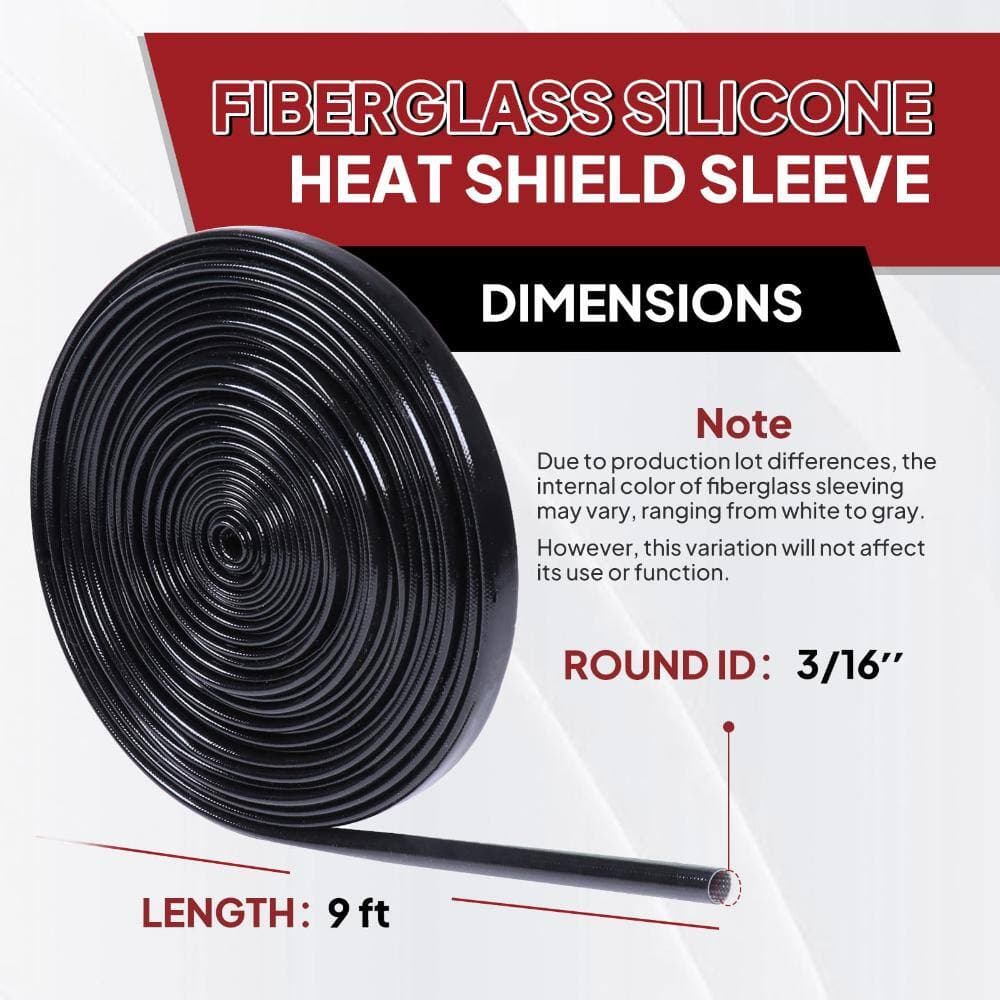 Unbranded 3/16 in ID Silicone Coated Fiberglass Heat Shield Sleeve 9 ft High Temperature Wire and Hose Protection (2)