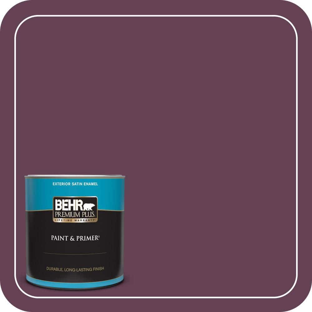 BEHR PREMIUM PLUS 1 qt. #S-G-690 Delicious Berry Satin Enamel Exterior Paint & Primer