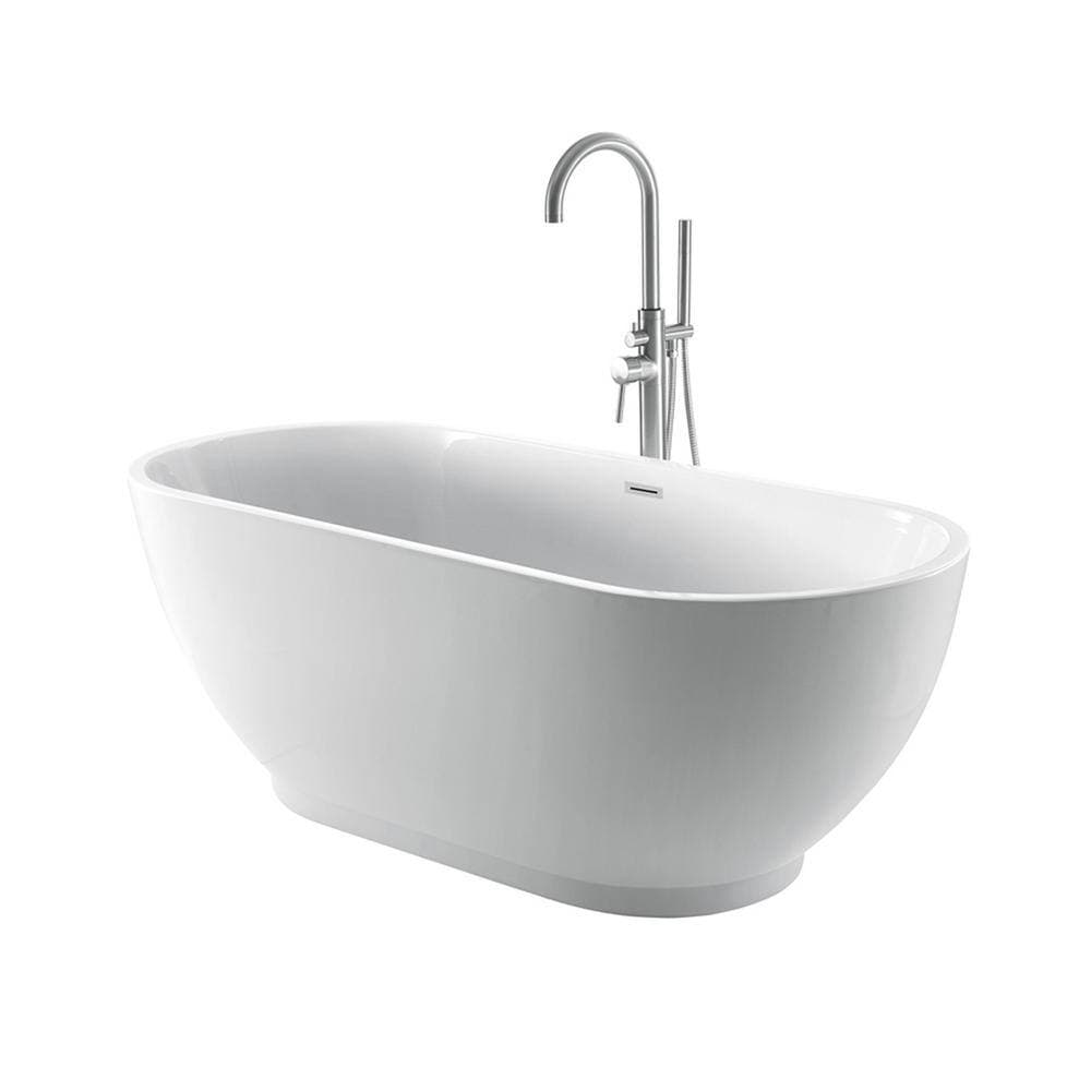 Barclay Products Radcliff Acrylic Flatbottom Non-Whirlpool Bathtub White with Integral Drain Polished Chrome (2)