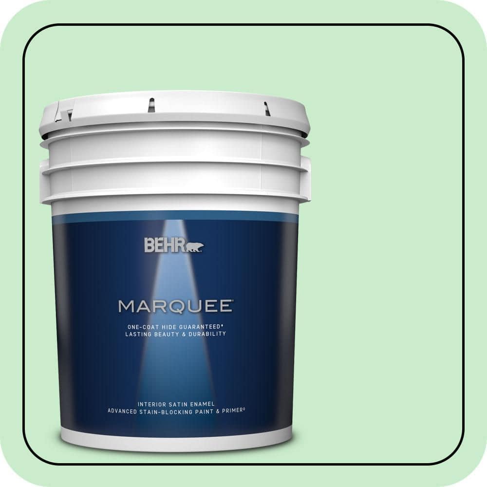 BEHR MARQUEE 5 gal. #P390-2 Chilled Mint Satin Enamel Interior Paint & Primer
