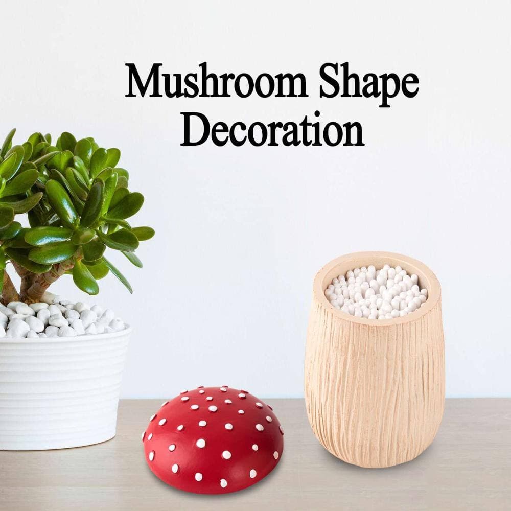 Unbranded Two Pack Mushroom Qtip Holder and Cotton Ball Organizer Dispenser for Bathroom Storage and Countertop Use (2)