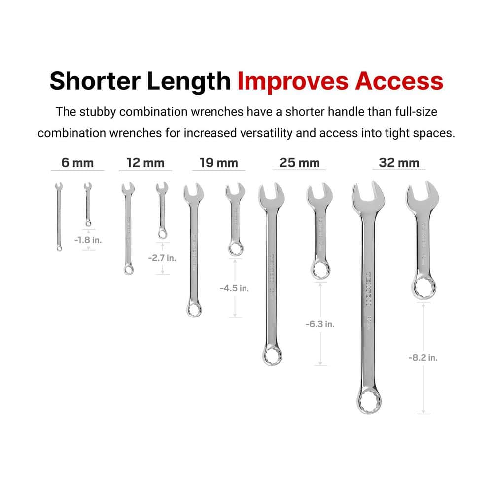 TEKTON 6-19 mm Stubby Combination Wrench Set (3)