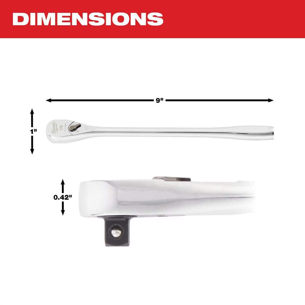 Milwaukee 1/4 in. Drive 90 Tooth 9 in. Extended Ratchet with 1/4 in. Drive Extension Set (5-Piece) (3)
