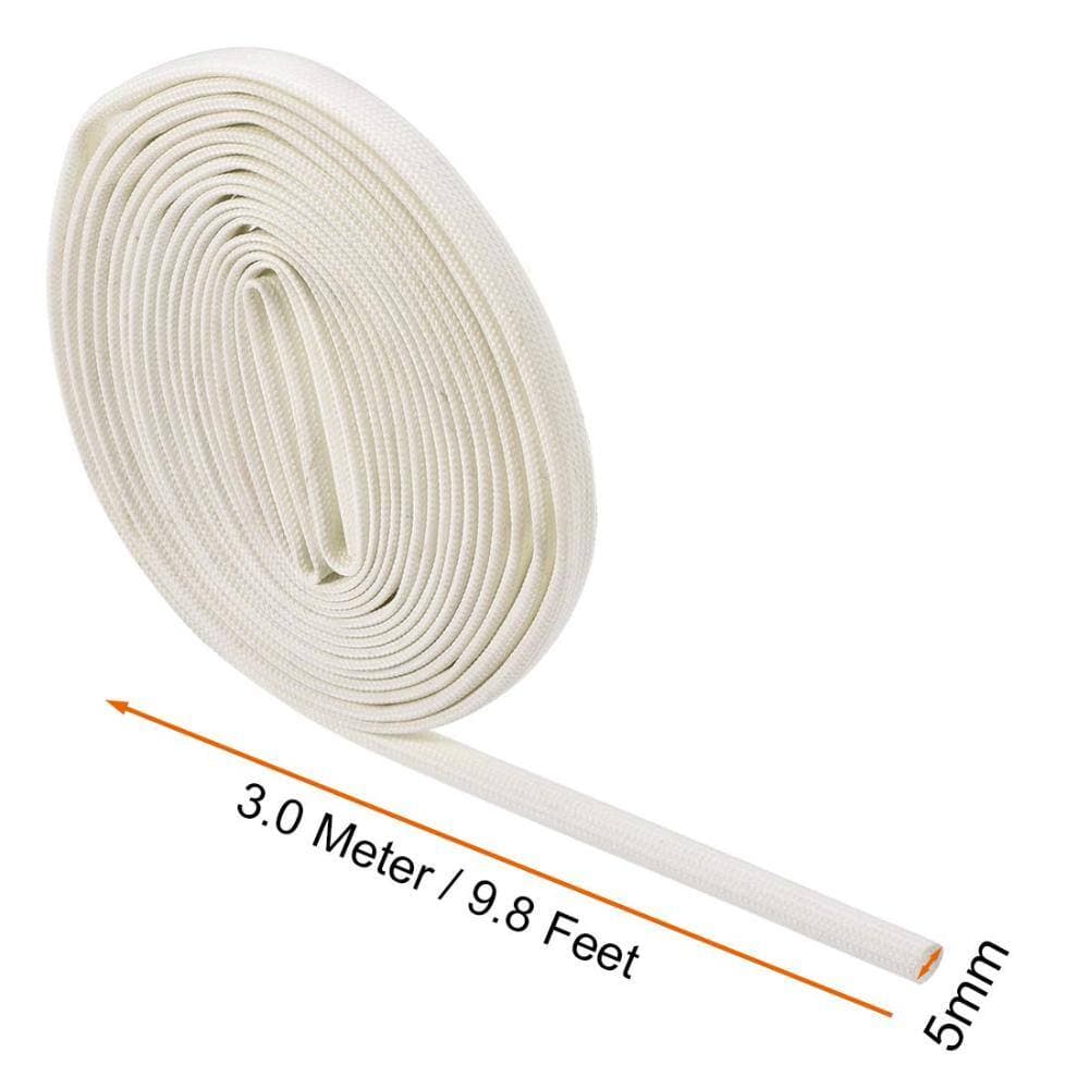 Unbranded 5 mm ID Silicone-Coated Fiberglass Insulation Braid Sleeve, 9.8 ft Heat Resistant Wire Loom, 1200V Rating (2)