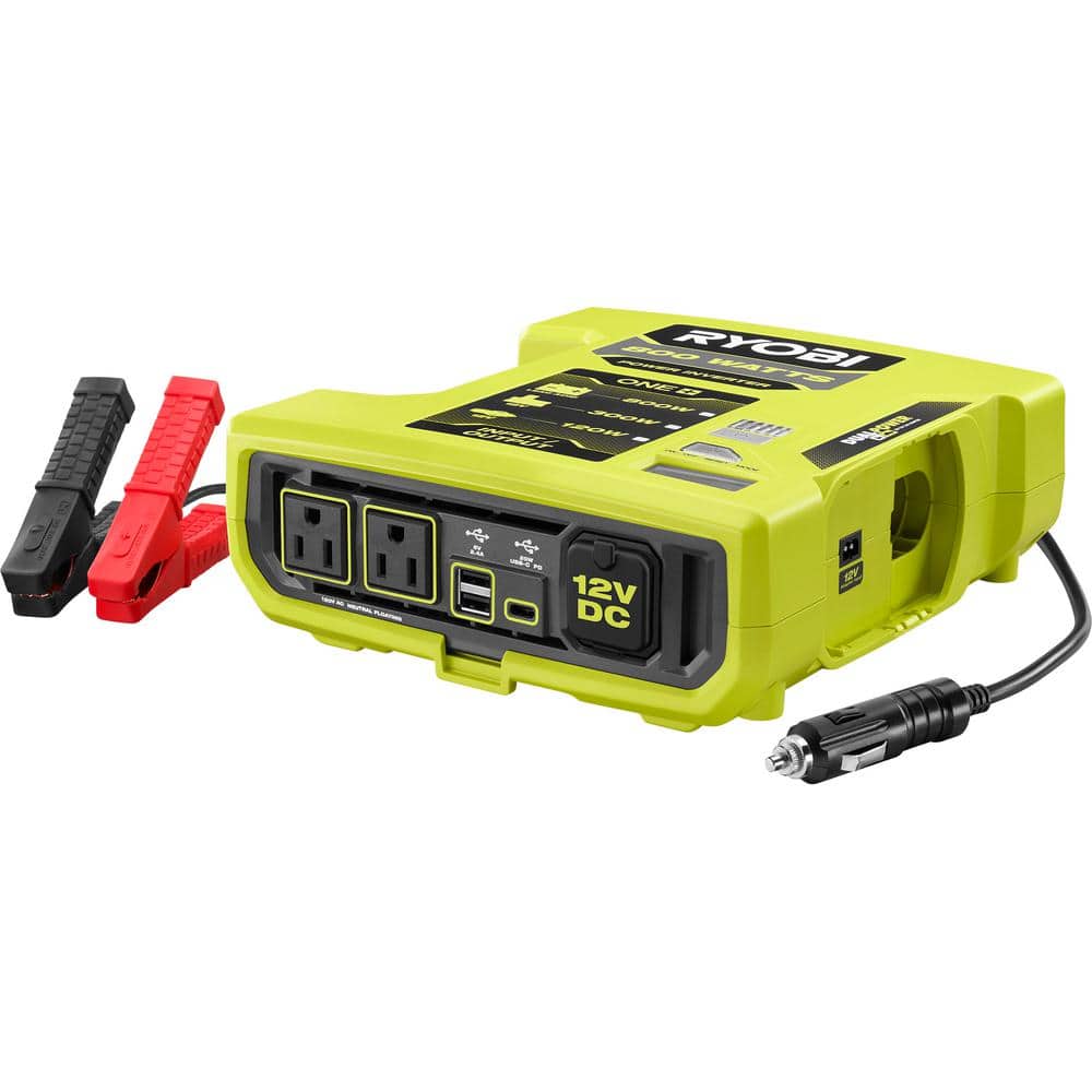 RYOBI ONE+ 18V 800-Watt Max 12V Automotive Power Inverter with Dual USB Ports