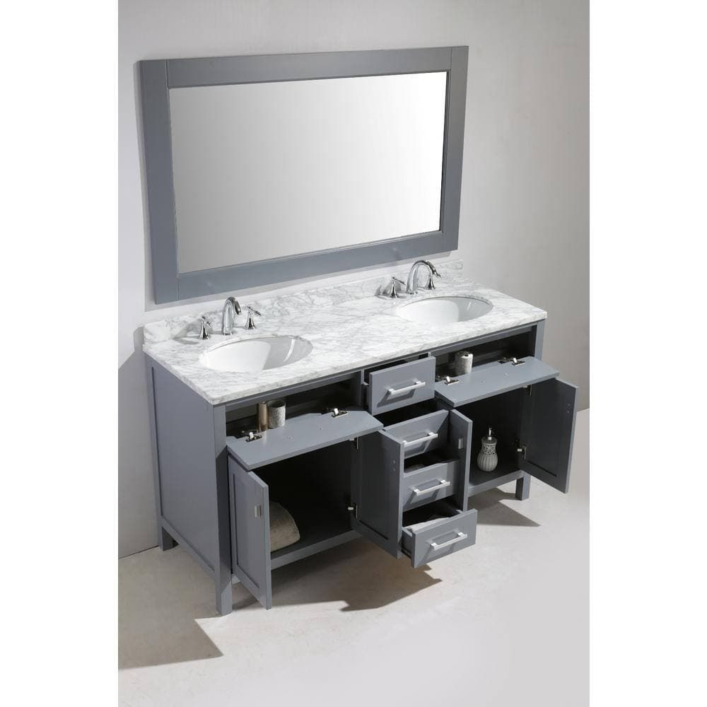 Design Element London 59.5 in. W x 21.5 in. D x 34.75 in. H Bath Vanity Cabinet without Top in Gray (2)