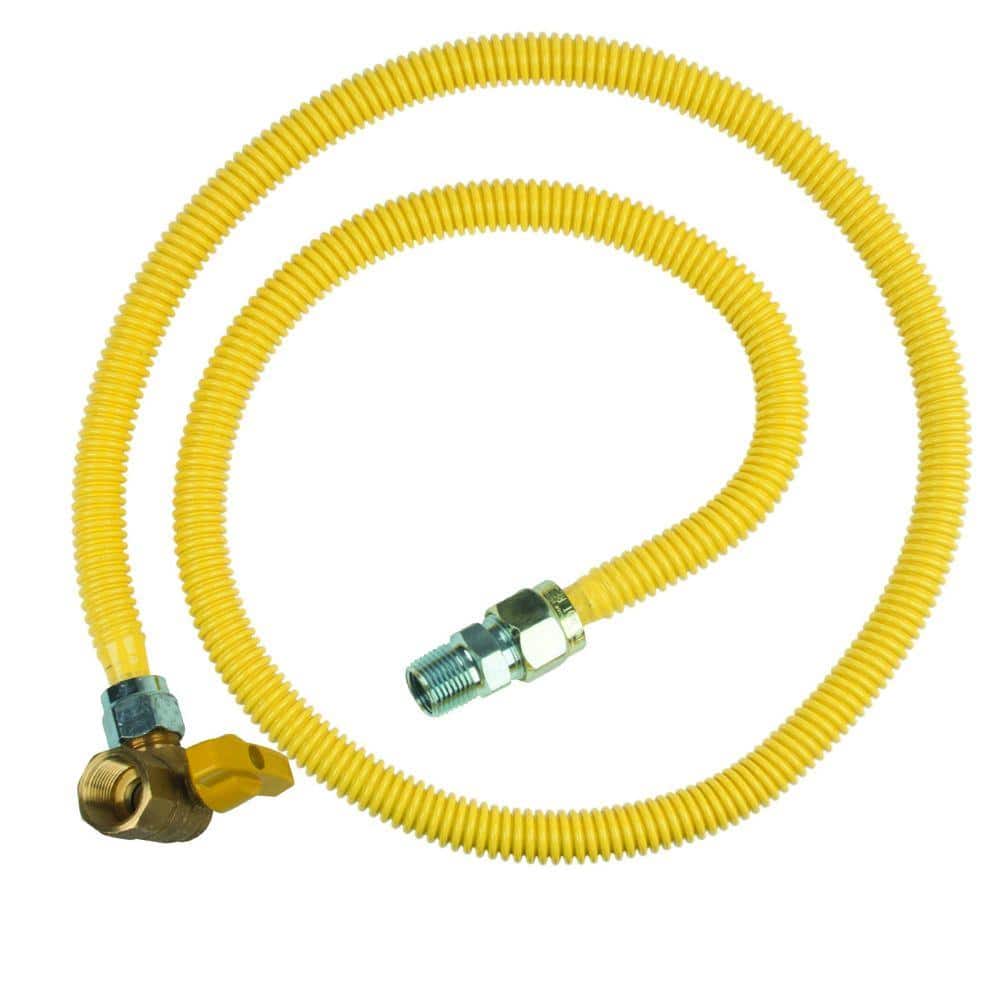 BrassCraft ProCoat 1/2 in. MIP x 3/4 in. FIP Angle Ball Valve x 60 in. Stainless Steel Gas Connector 5/8 in. O.D. (93,200 BTU) (1)