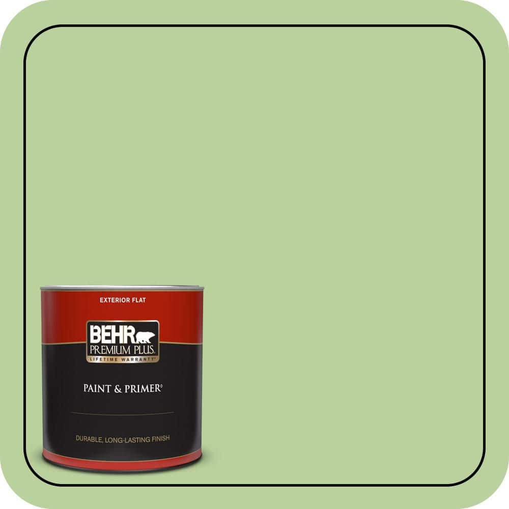 BEHR PREMIUM PLUS 1 qt. #P380-4 Four Leaf Clover Flat Exterior Paint & Primer