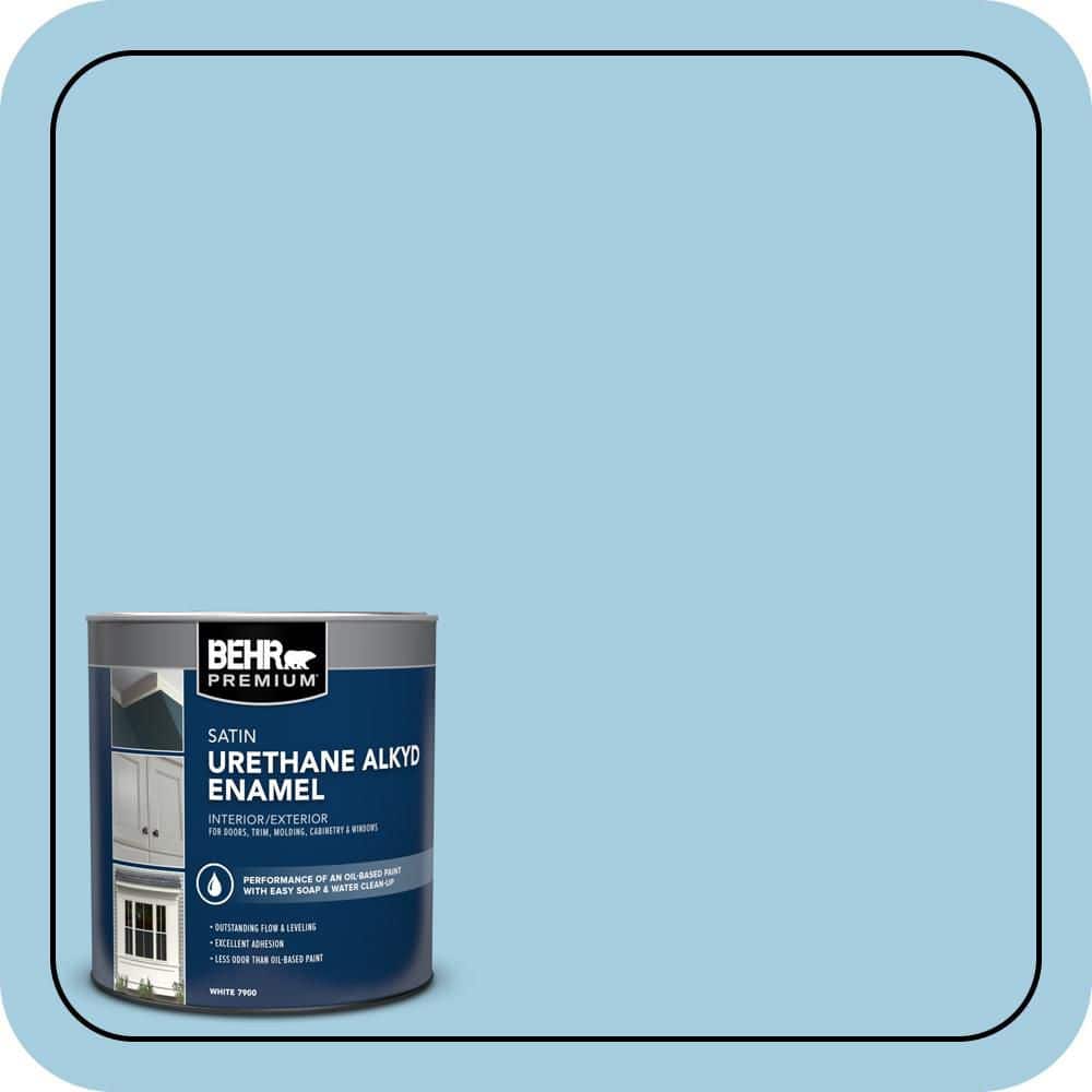 BEHR PREMIUM 1 qt. #M490-2 Carefree Sky Satin Enamel Urethane Alkyd Interior/Exterior Paint (1)