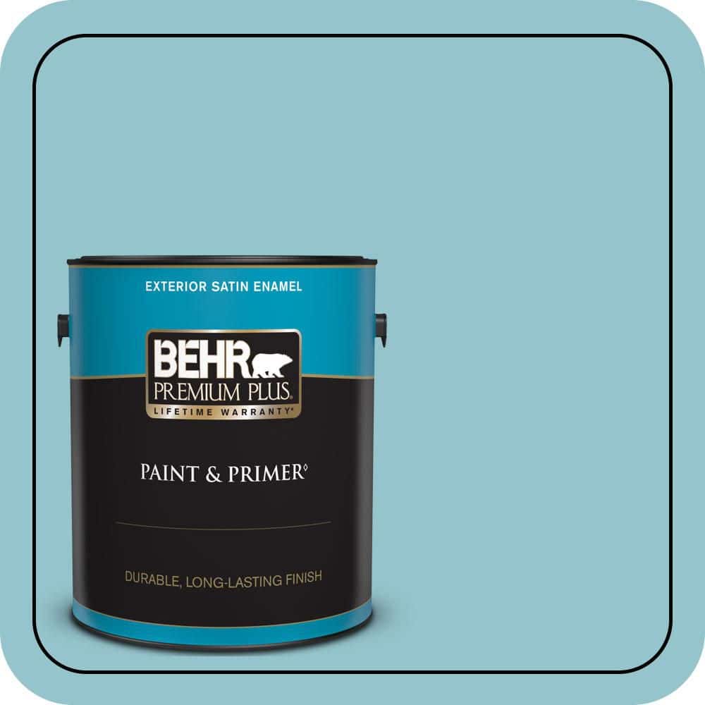 BEHR PREMIUM PLUS 1 gal. #520E-3 Velvet Morning Satin Enamel Exterior Paint & Primer