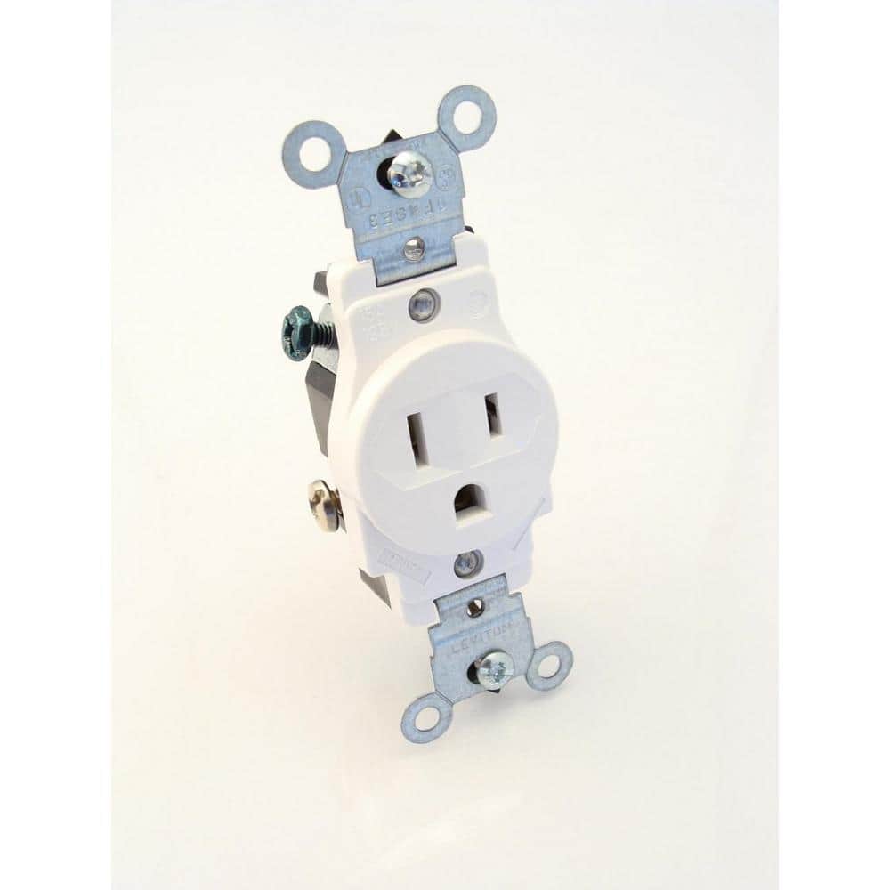 Leviton 15 Amp 125 V Single Outlet/Receptacle, White (1-Pack) 5015-W (1)