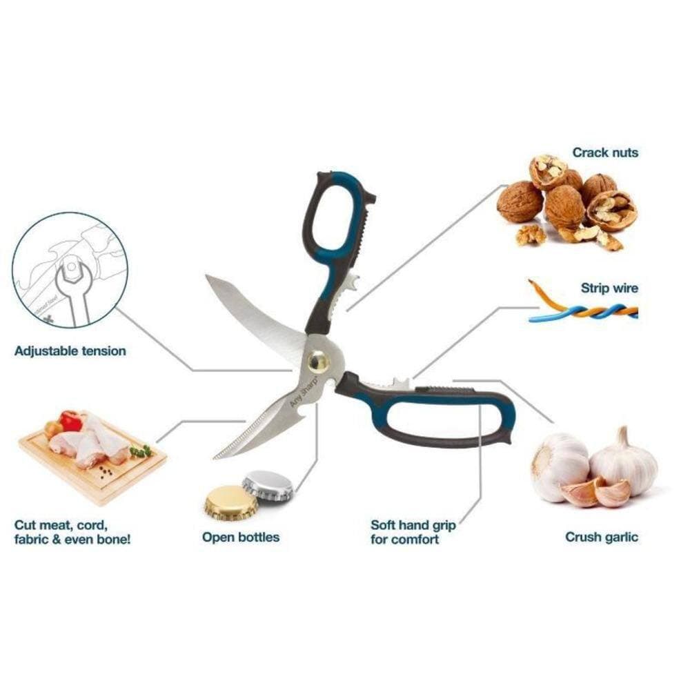 AnySharp 3.54 in. Hardened Steel Blade Offset Ergonomic Utility Shears 1-Piece (2)