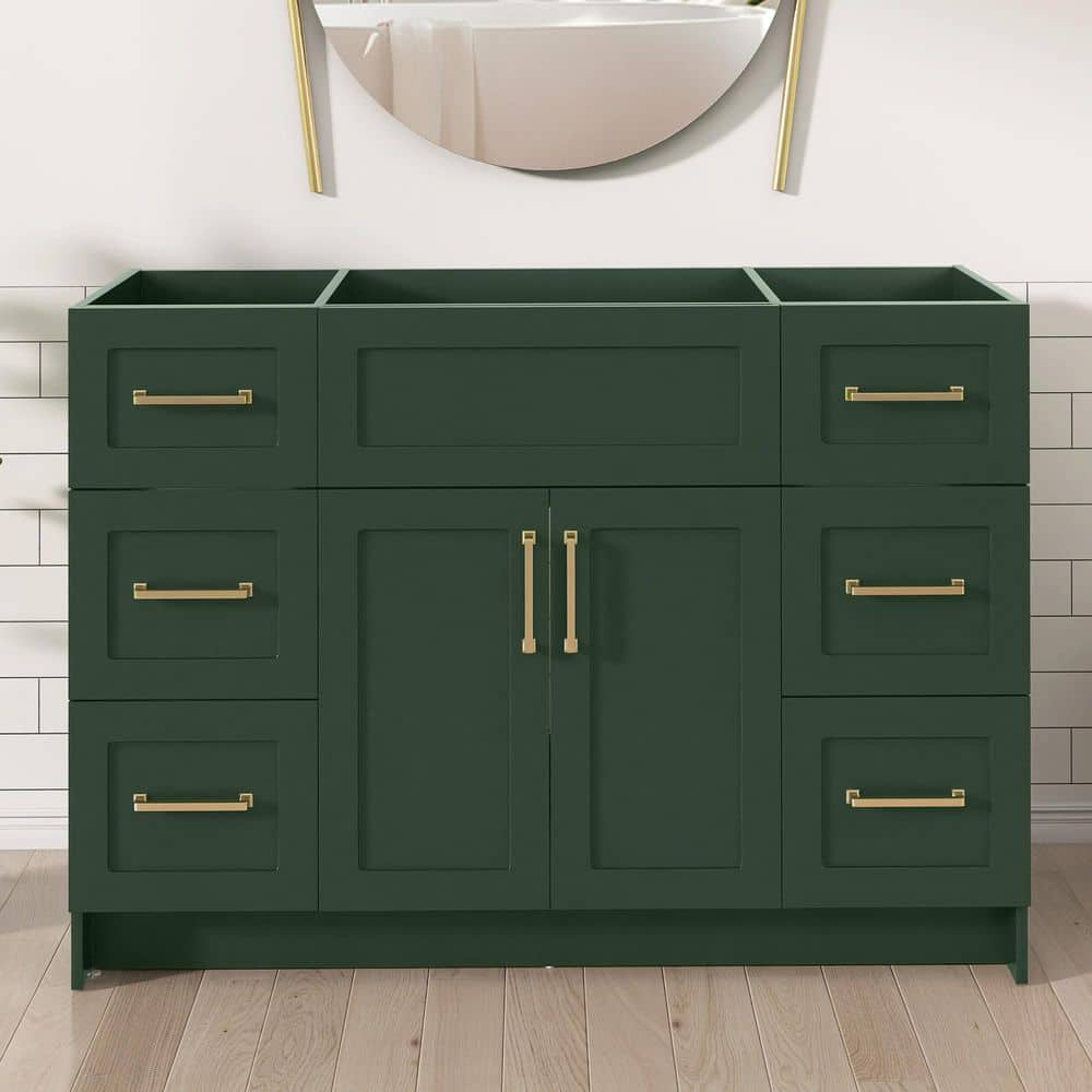 Zeafive Mox 48 in. W Bathroom Vanity Cabinet without Top in Green (21.5 in. D x 33.5 in. H), with Soft Close Doors and Drawers (1)