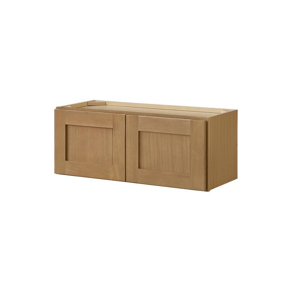Hampton Bay Avondale 30 in. W x 12 in. D x 12 in. H Ready to Assemble Plywood Shaker Wall Bridge Kitchen Cabinet in White Oak
