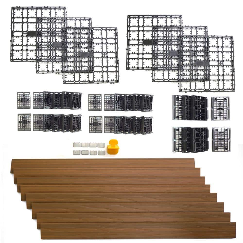 NewTechWood 8.64 sq. ft. Deck-A-Floor Premium Modular Outdoor Composite Flooring System Kit in Peruvian Teak (3)