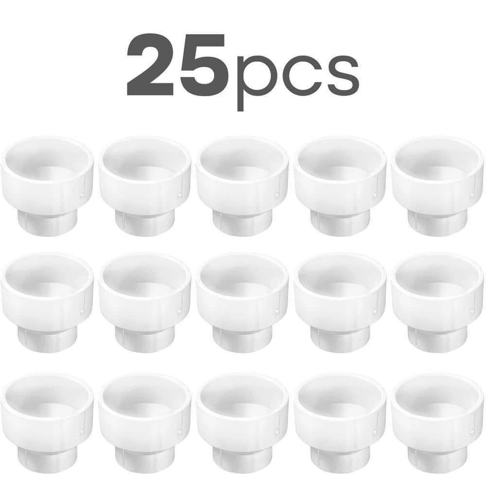 PLUMBFLEX 2 in. x 1-1/2 in. White Rigid PVC DWV Increaser-Reducer Coupling, 0.23 ft. Long, Hub x Hub, Schedule 40 (25-Pack) (1)