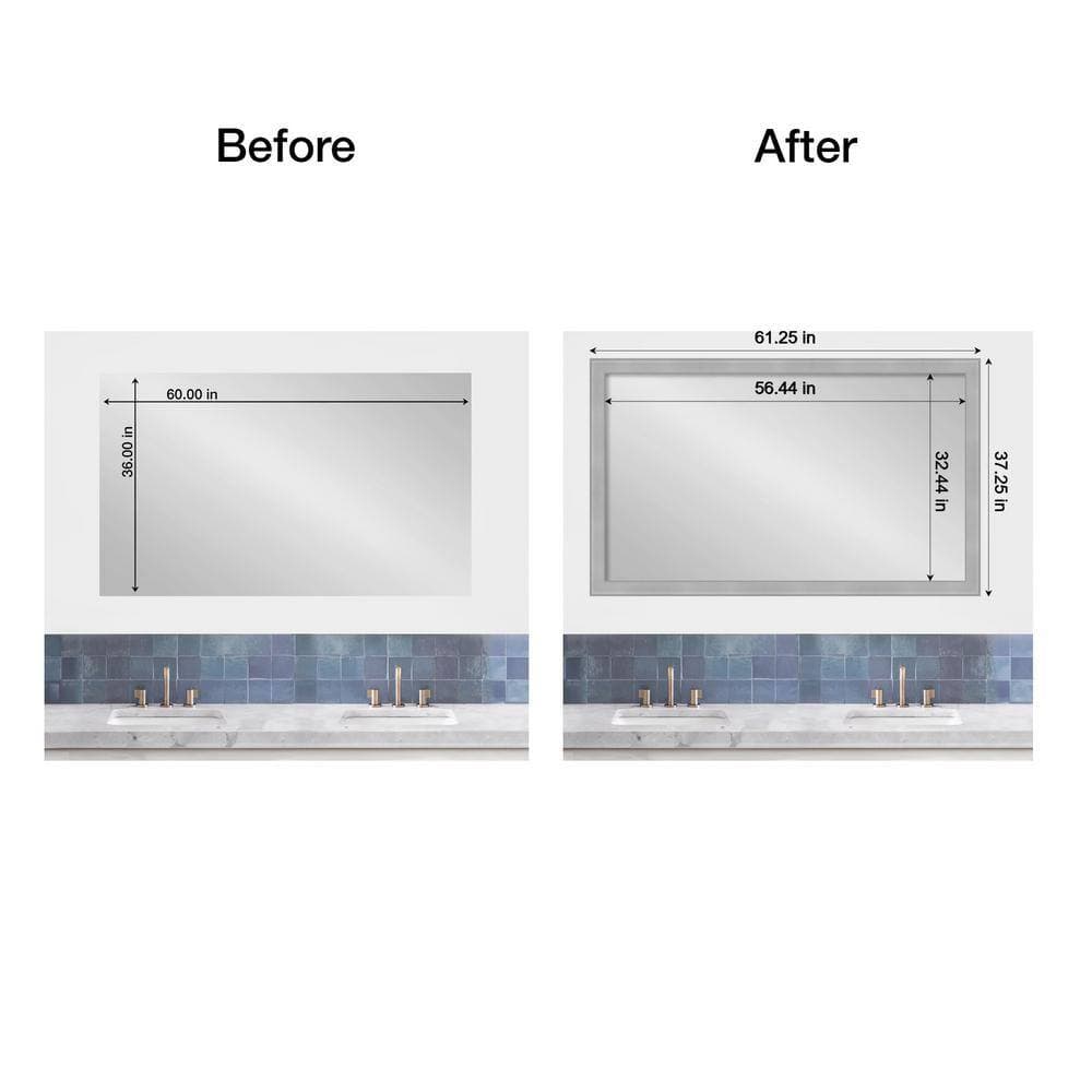 Amanti Art Mirror Makeover VistBrushed Nickel 61.25 in. W x 37.25 in. H Bathroom Mirror Frame Border Kit-Fits a 60 x 36 Mirror (2)
