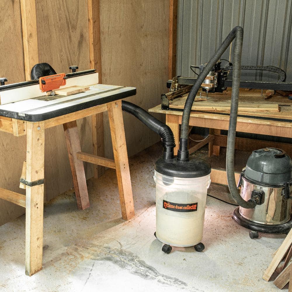 ‎POWERTEC Cyclone Dust Collector and Separator Kit with Clear 6 Gal. Dust Bucket, Hoses, Reducers, Couplers and Hose Clamps (2)