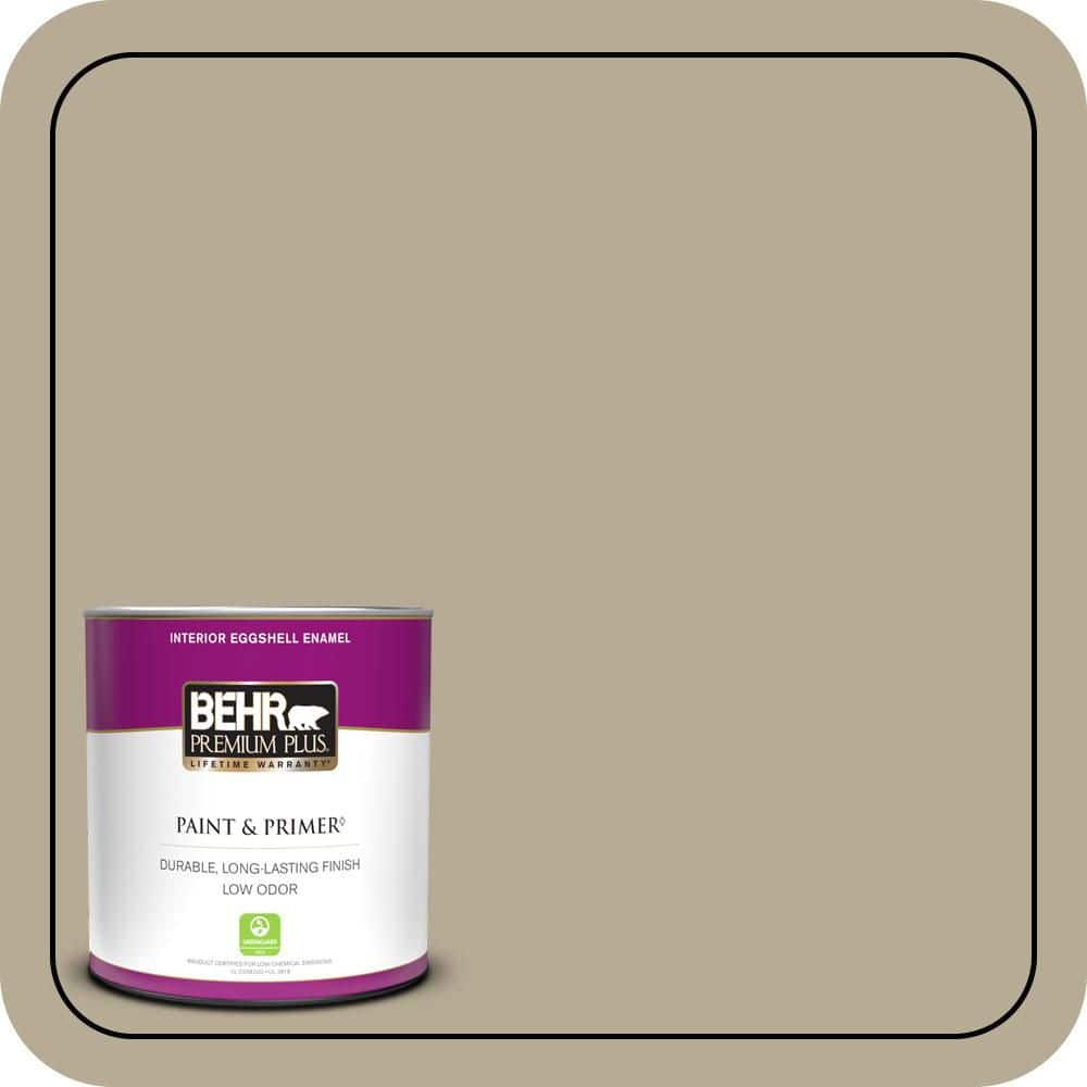 BEHR PREMIUM PLUS 1 qt. #N330-4 Explorer Khaki Eggshell Enamel Low Odor Interior Paint & Primer