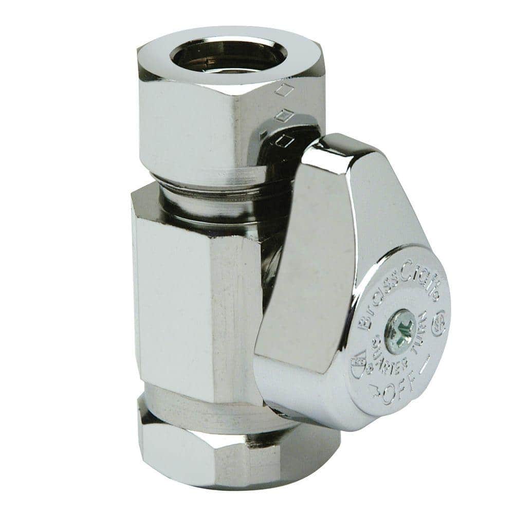 BrassCraft 1/2 in. FIP Inlet x 7/16 in. & 1/2 in. Slip-Joint Outlet 1/4-Turn Straight Valve