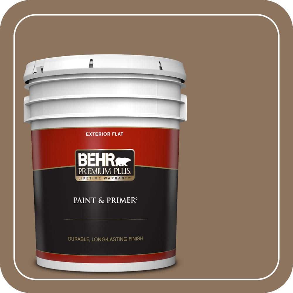 BEHR PREMIUM PLUS 5 gal. #N260-6 Outdoor Cafe Flat Exterior Paint & Primer