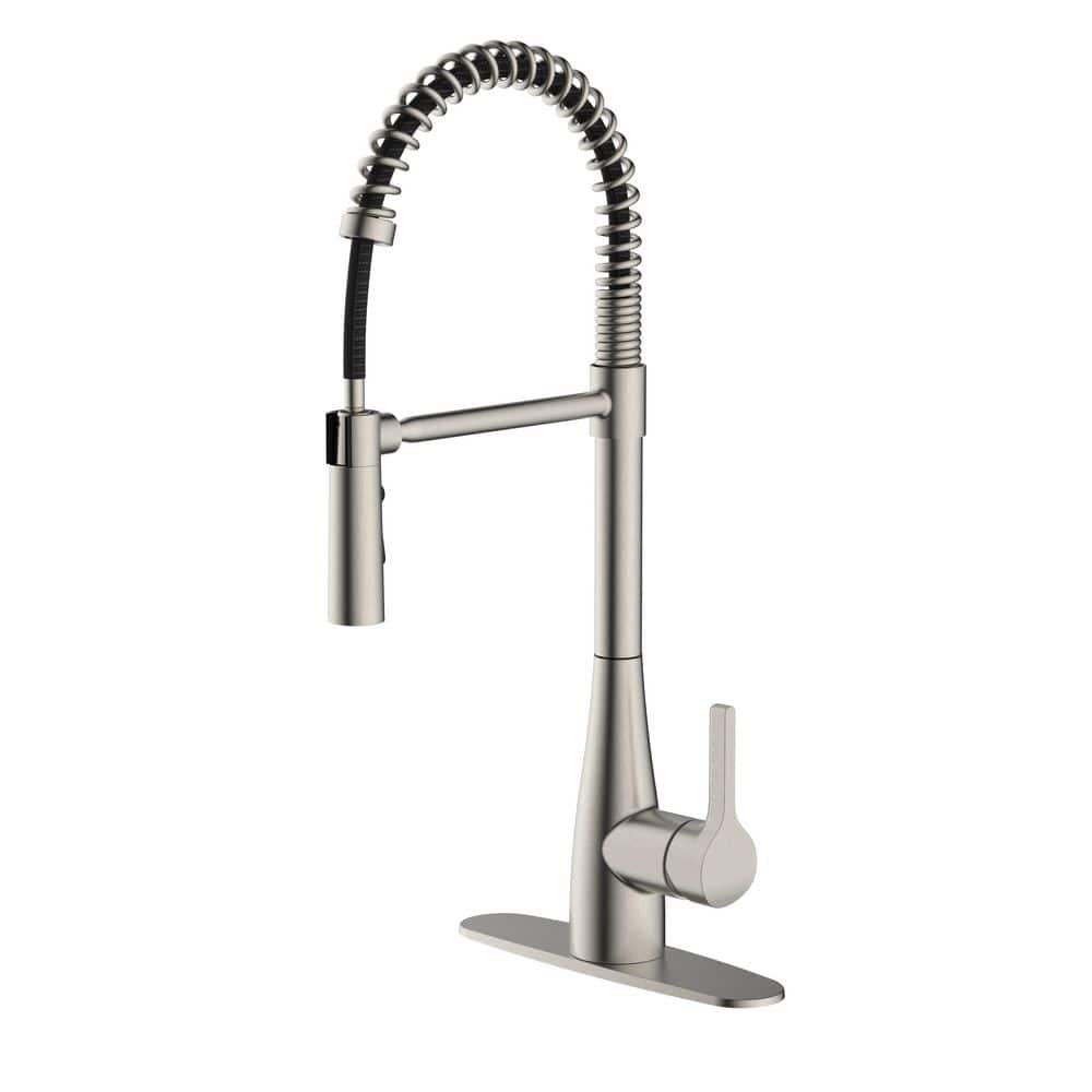 Glacier Bay Paige Semi Professional Single Handle Pull-Down Kitchen Faucet with Rotatable Spray Head in Stainless Steel (1)