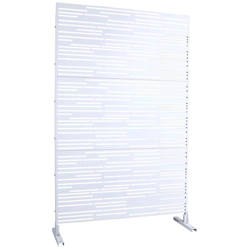 Unbranded Outdoor and Indoor 6.3 ft. x 4 ft. Freestanding Decorative Privacy Fence Screen White Metal for Garden Fence