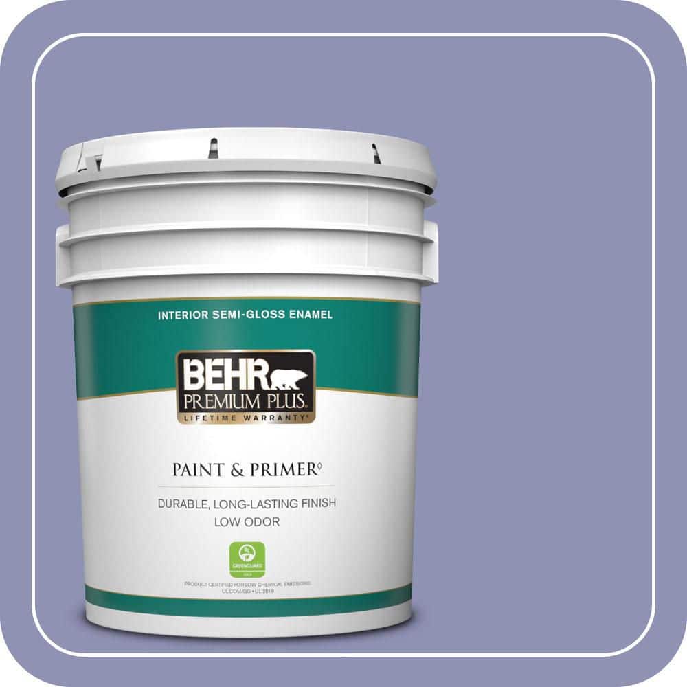 BEHR PREMIUM PLUS 5 gal. #630D-5 Wild Wisteria Semi-Gloss Enamel Low Odor Interior Paint & Primer