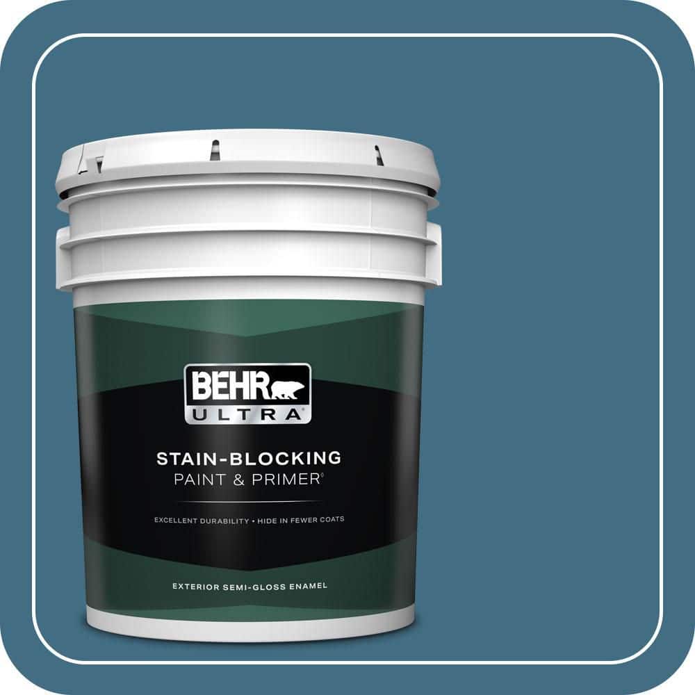 BEHR ULTRA 5 gal. #PMD-24 Lake Stream Semi-Gloss Enamel Exterior Paint & Primer