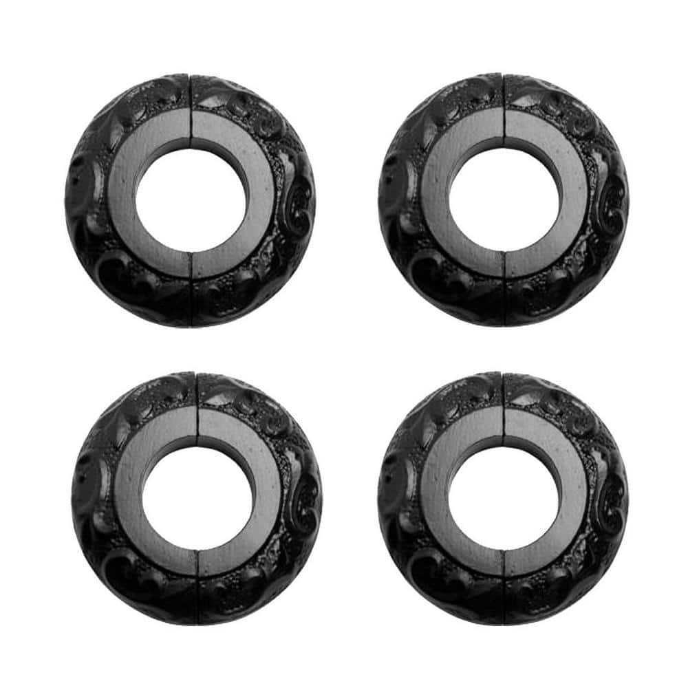 RENOVATORS SUPPLY MANUFACTURING 1.25 in. Black Radiator Flanges Aluminium Escutcheon Ring Plate Rust Resistant Easy Assemble Pack of 4 (1)