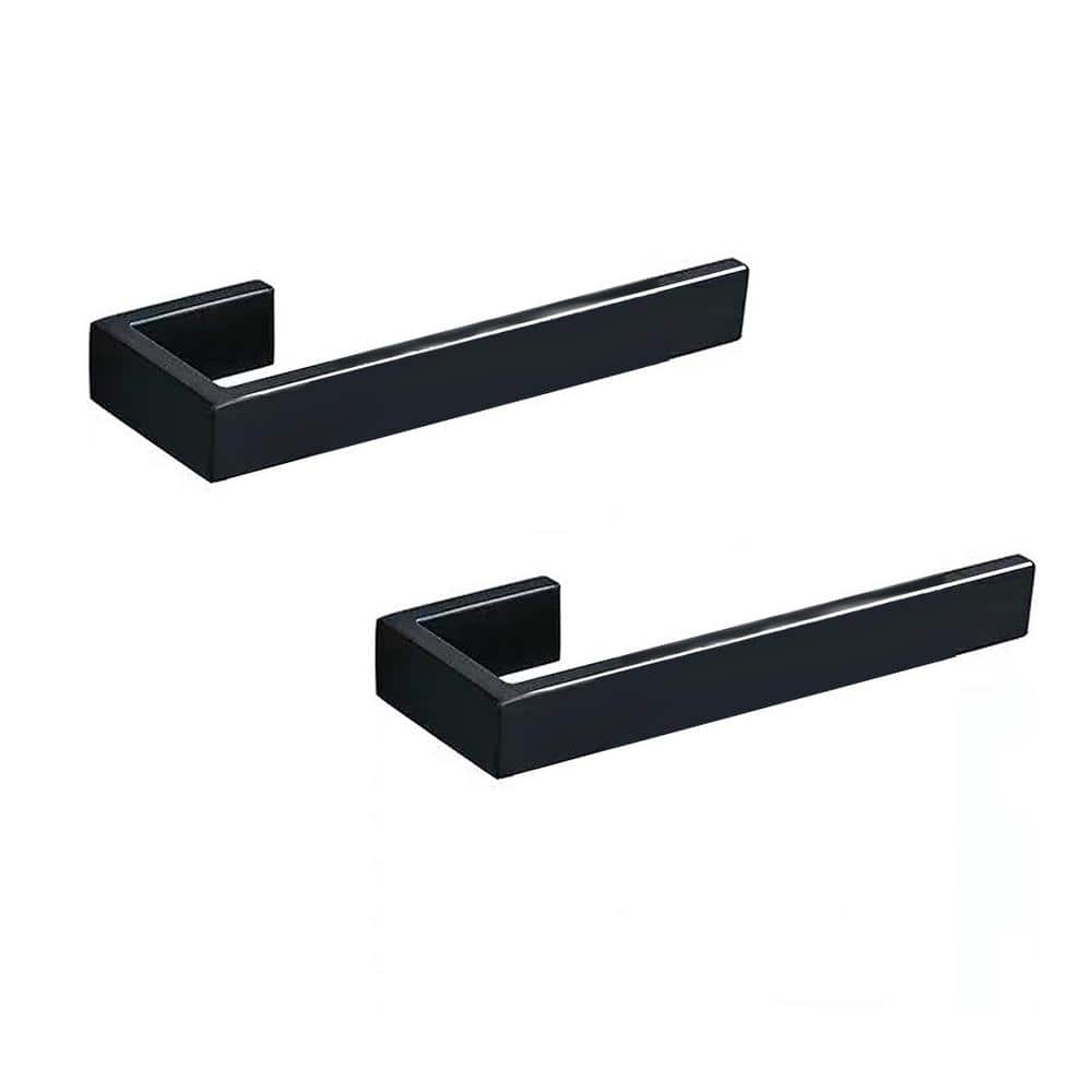 Anqtovp Modern Rectangular 2-Piece Hand Towel Holder Wall Mounter Bathroom Hardware Racks in Matte Black (1)