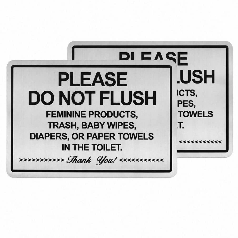 LAIFUCAM 2 Pack Aluminum Self-Adhesive Do Not Flush Anything Except Toilet Paper Sign for Bathroom, Business, Home (1)
