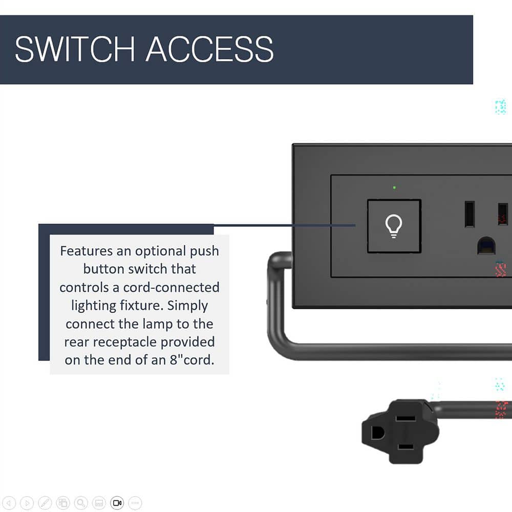 Legrand radiant 15 Amp Black 2-Outlet and 2 Type A USB Recessed Furniture Power Strip with Switch and 6 Ft. Cord (2)