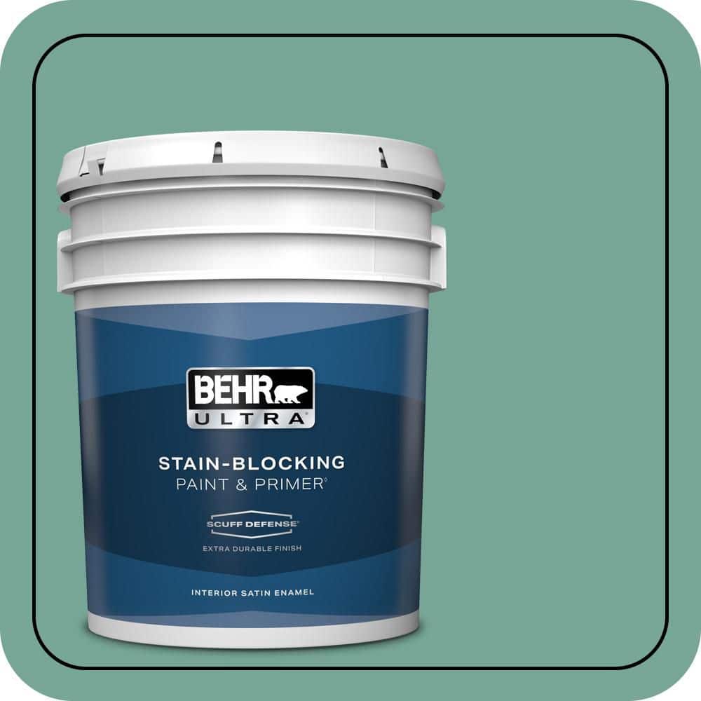 BEHR ULTRA 5 gal. #MQ6-38 Patina Extra Durable Satin Enamel Interior Paint & Primer