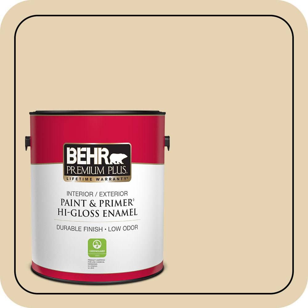 BEHR PREMIUM PLUS 1 gal. #S310-2 Journal White Hi-Gloss Enamel Interior/Exterior Paint & Primer