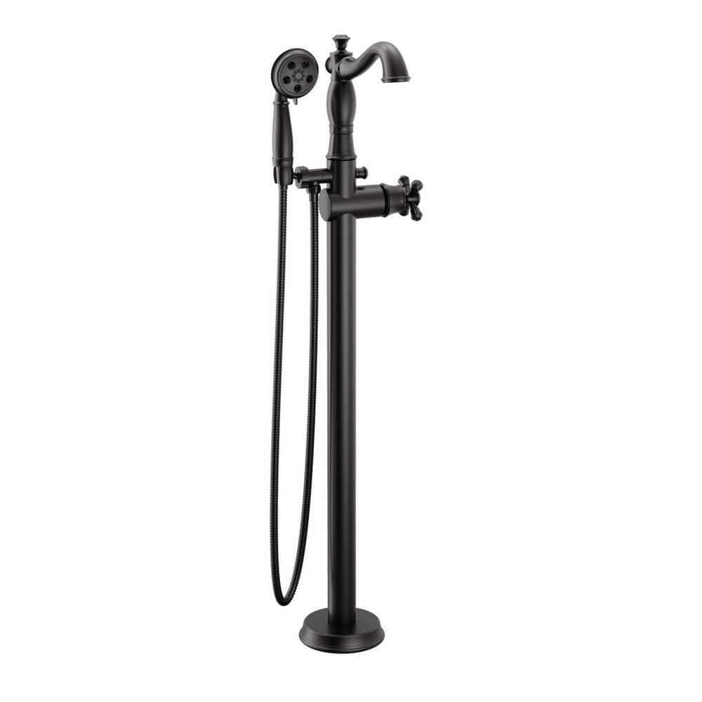Delta (1-Pack) Cassidy Tub and Shower Faucet Metal Cross Handle in Matte Black (2)