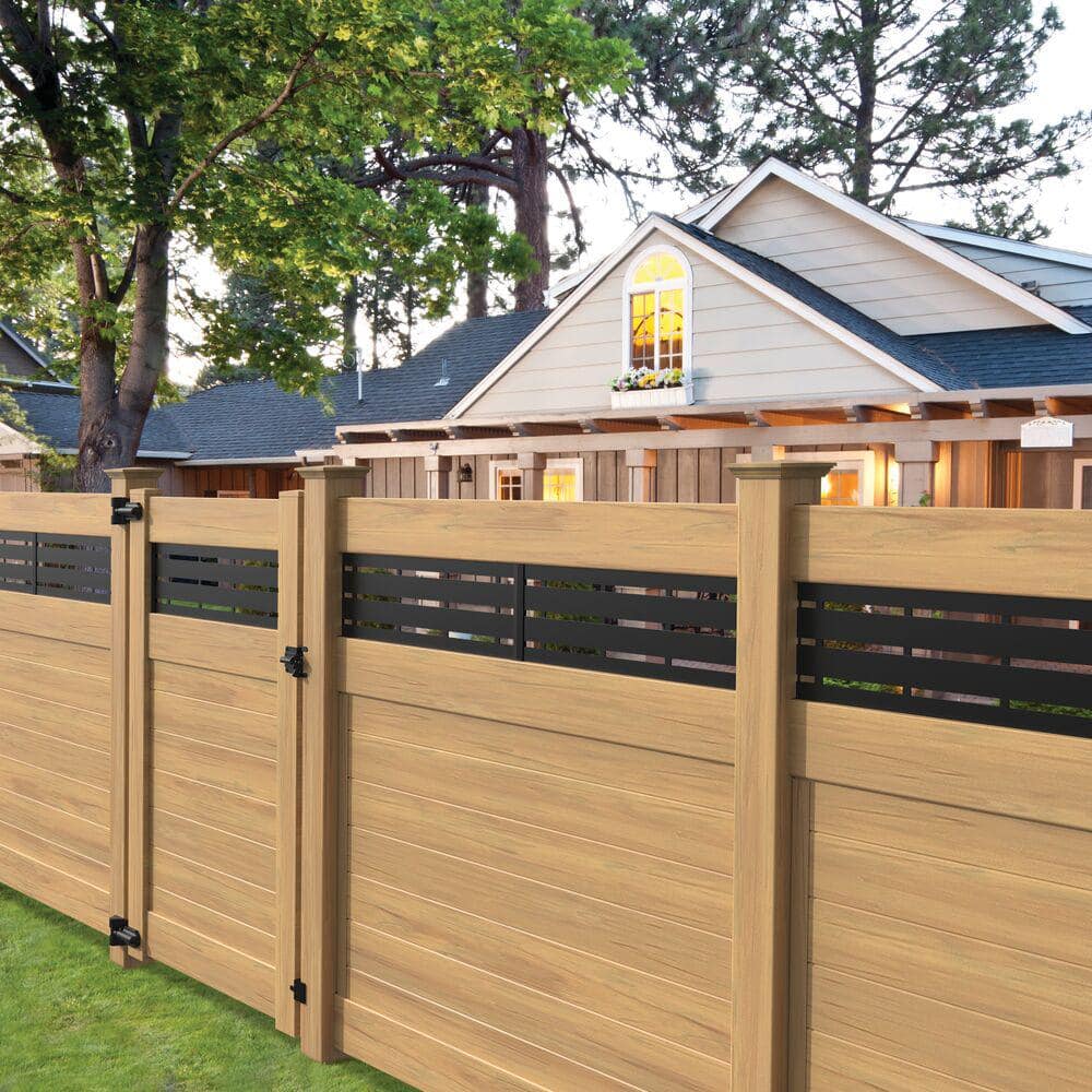 Barrette Outdoor Living Horizontal Boardwalk 6 ft. H x 6 ft. W Cypress Semi-Privacy Vinyl Fence Panel (Unassembled) (2)