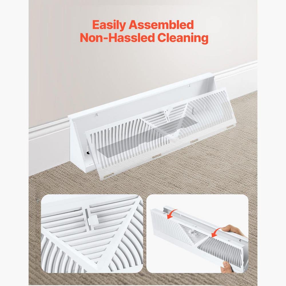 SKYSHALO 18 in. x 5 in. Floor Registers, 10-Pack Baseboard Registers, HVAC Iron Floor Vents, Anti-Peeling Air Vents Deflector (2)
